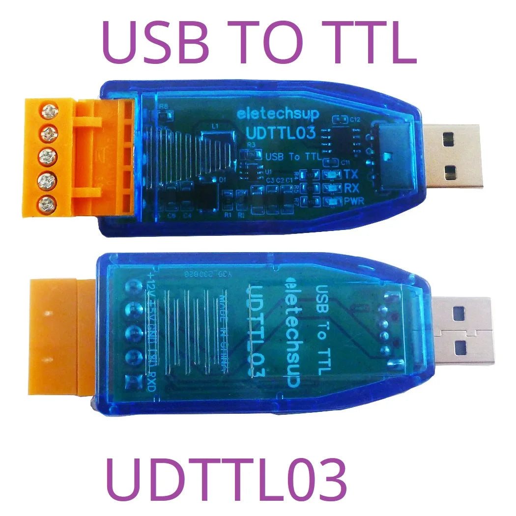 UD23202/UDTTL03 USB to RS485 RS232 TTL Converter – 12V 5V VCC Output Industrial Serial Adapter for PLC HMI PTZ Smart Home Debugging