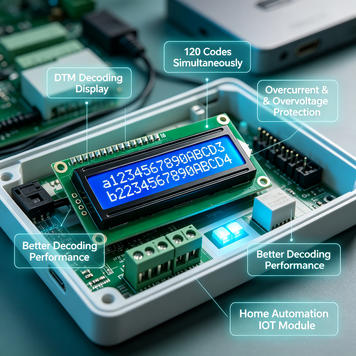 120Bit Dual-Tone Multi-Frequency Decoder DTMF Decoding LCD Display Phone Speech Decoding Voice Board Home Automation IOT Module DTMFA32