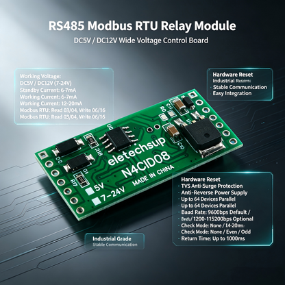 N4CI 8-24 Channel Industrial Analog Input Module – Modbus RTU 4-20mA/0-20mA/0-5V/0-10V Current Voltage Data Collector for PLC Sensor Monitoring