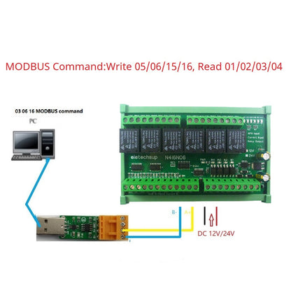 N4I6N06 6-Channel 4-20mA/0-20mA Analog Input Module 4CH NPN Isolated Switch Input 6CH 10A Relay Output DIN Rail PLC Expansion Bo