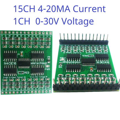 N4CID08/N4CIE16/N4CIF24 8-24CH 4-20mA/0-30V to RS485 Converter – 2.54mm Pin Modbus RTU Analog Input ADC Collector Board for PLC SCADA DCS