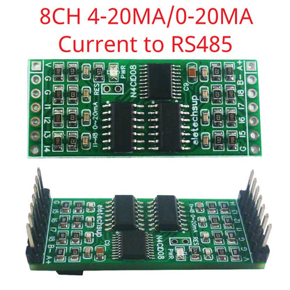 N4CID08/N4CIE16/N4CIF24 8-24CH 4-20mA/0-30V to RS485 Converter – 2.54mm Pin Modbus RTU Analog Input ADC Collector Board for PLC SCADA DCS