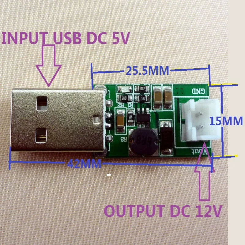 2 Pcs CE017 USB 5V to 12V Step up Boost Module DC DC Converter with XH2.54 2-Pin 20cm Power Wire Cable for Electronic Projects