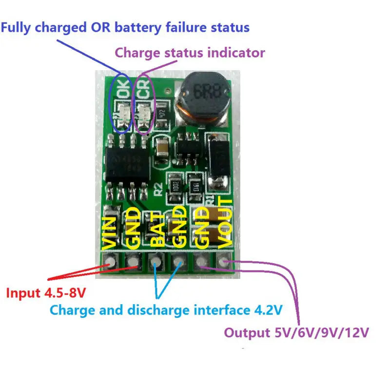 DD05CVSA 2-in-1 Charger Discharger Board – DC-DC Step-Up Module 4.5-8V Input to 5V Output for UPS Mobile Power DIY Projects