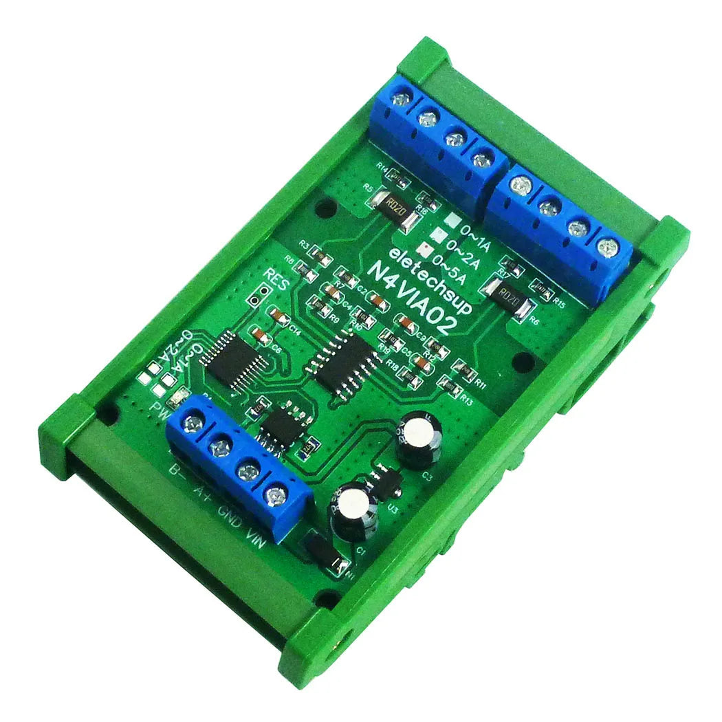 N4VIA02 Multifunctional RS485 Ammeter Voltmeter – 0-30V / 0-5A Modbus RTU DC Power Measurement Module for PLC SCADA Industrial Automation