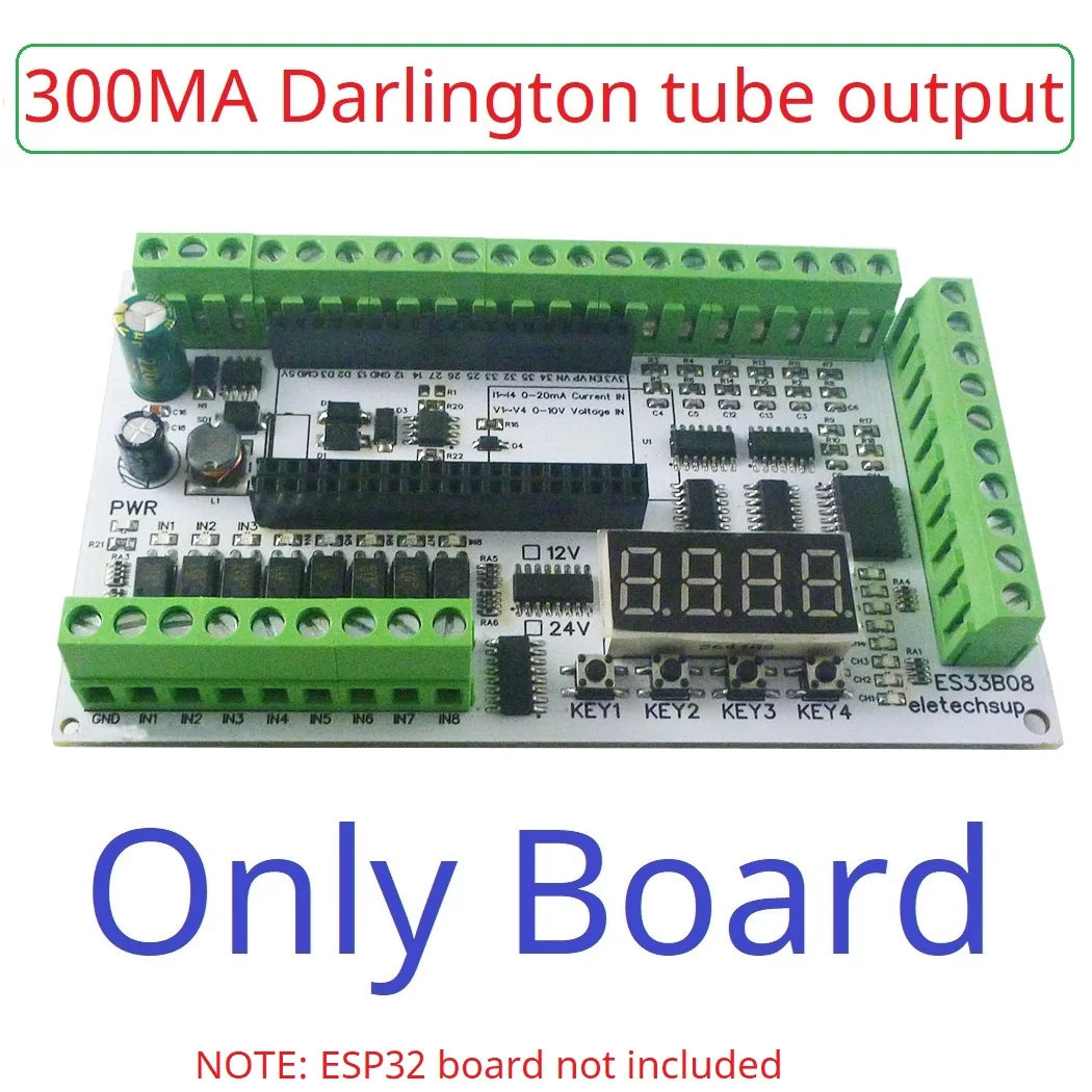ES32A08 ESP32 Industrial IO Expansion Board – 8AI-8DI-8DO Relay Module with RS485 Modbus & WiFi for PLC Automation IoT DIY