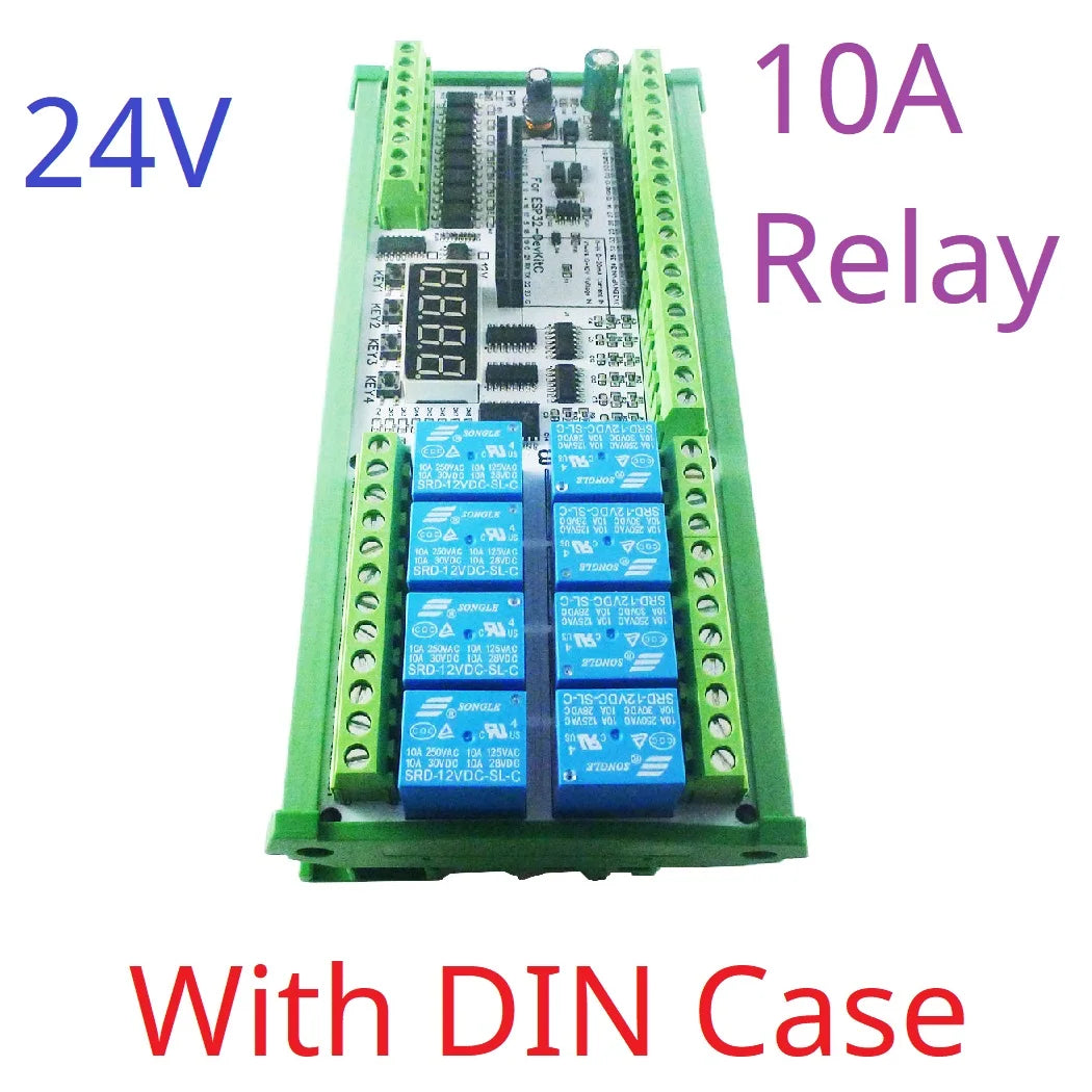 ES32A08 ESP32 Industrial IO Expansion Board – 8AI-8DI-8DO Relay Module with RS485 Modbus & WiFi for PLC Automation IoT DIY