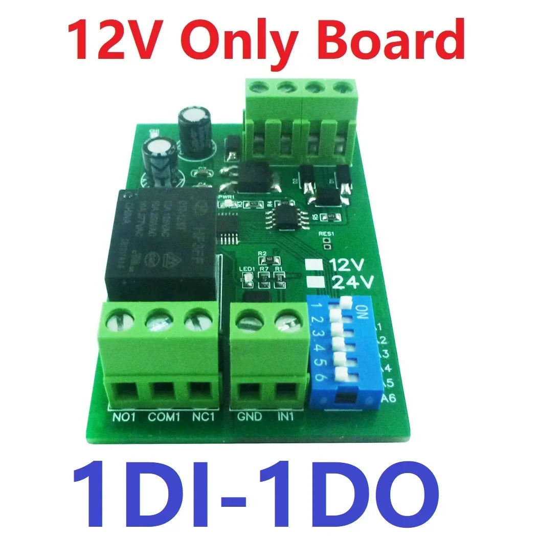12CH Modbus RTU Relay Module – RS485 10A Digital Output Board with Opto-Isolated Inputs DIN Rail for PLC Industrial Automation