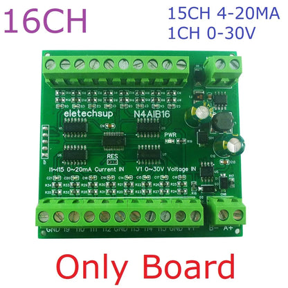 N4AIA08/N4AIB16/N4AIC24 8-24CH 4-20mA Current Transducer – RS485 Modbus RTU Analog Input Module with 12-bit ADC for PLC SCADA