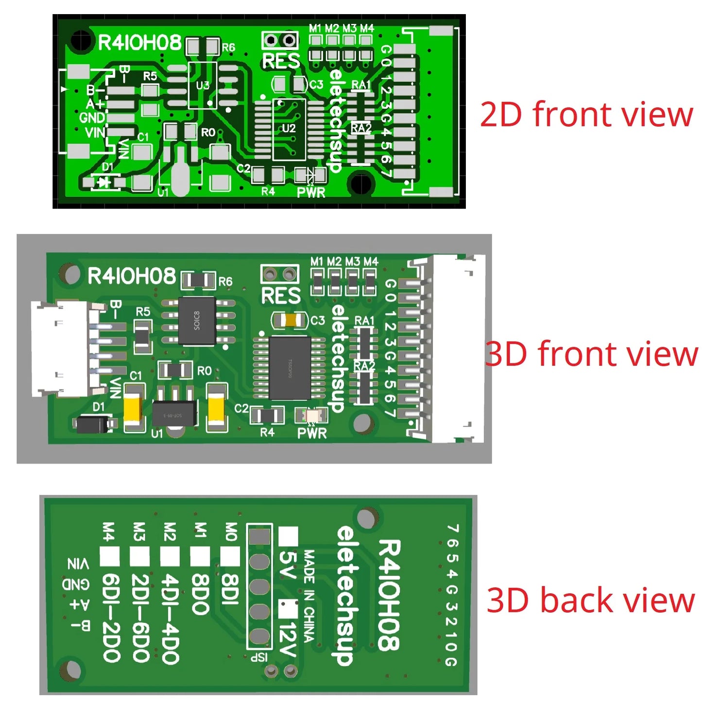 R4IOH08 Mini 8CH RS485 Multifunction DI-DO Module – 5 Modes NPN/PNP Configurable Digital IO Board Modbus RTU for PLC Expansion DC 5V/12V/24V