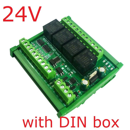 R4D7G04 2AI-2DI-20DO Multifunction Relay Module – RS485 Modbus RTU 4-20mA/0-10V Analog Input PLC IO Expansion Board 10A Output