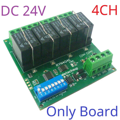 T73 Plug-in Relay Module – RS485 Modbus RTU Remote IO Controller with Momentary Latching Interlock Delay Switch for DIY Smart Home RYN404E/RYN408F