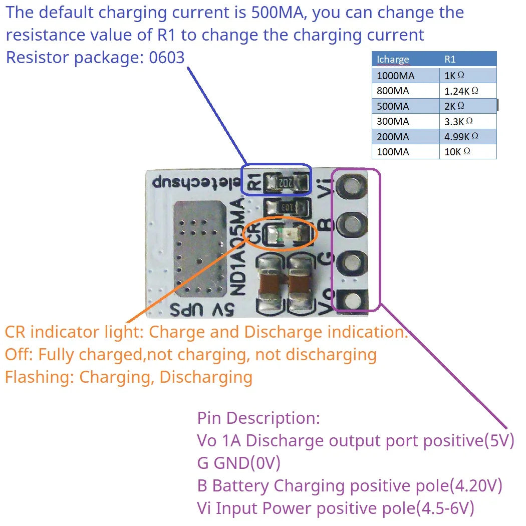5V 1A UPS Module – 3.7V/4.2V Li-Ion Battery Charge Discharge Board for Arduino UNO MEGA2560 ESP32 Uninterrupted Power Supply