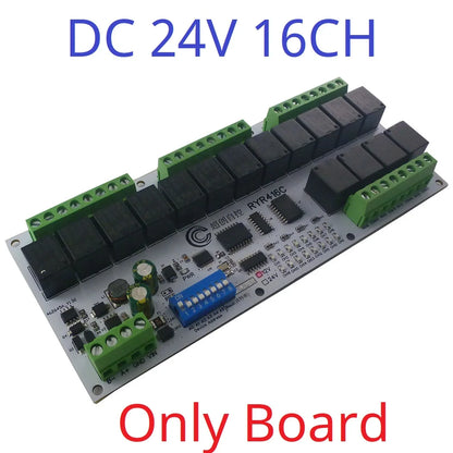 R4D3B16 16CH RS485 Modbus RTU Relay Module – DC 12V/24V Multifunction IO Expansion Board with 10A Output for PLC HMI Smart Home