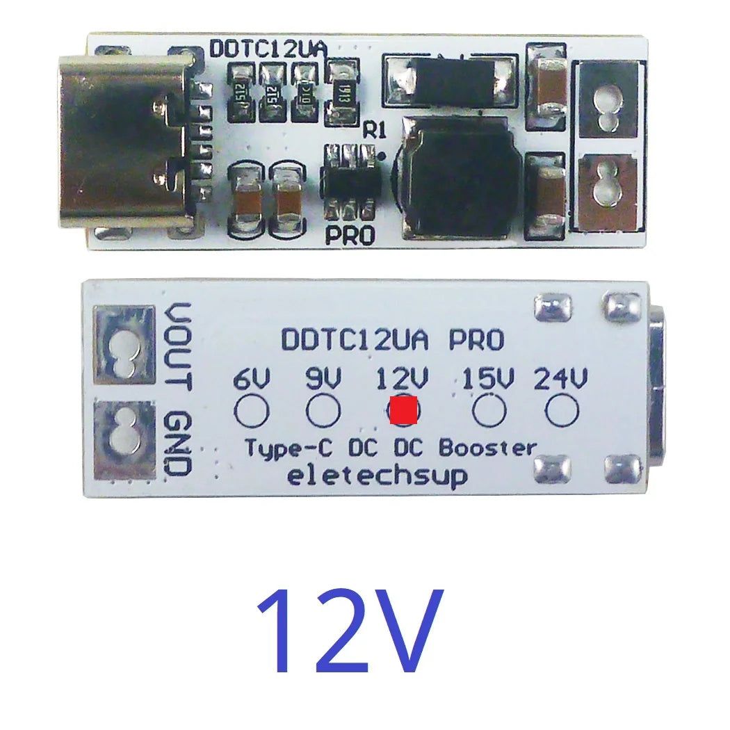 Full Function Type-C PD/QC Boost Converter – USB 5V to 6V/9V/12V/15V/24V 9W DC-DC Step-Up Module for Arduino Smart Home Speaker