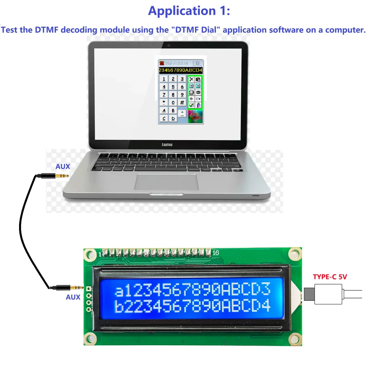 120Bit Dual-Tone Multi-Frequency Decoder DTMF Decoding LCD Display Phone Speech Decoding Voice Board Home Automation IOT Module DTMFA32