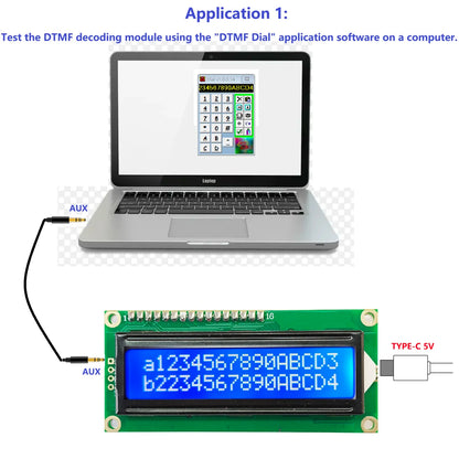 120Bit Dual-Tone Multi-Frequency Decoder DTMF Decoding LCD Display Phone Speech Decoding Voice Board Home Automation IOT Module DTMFA32