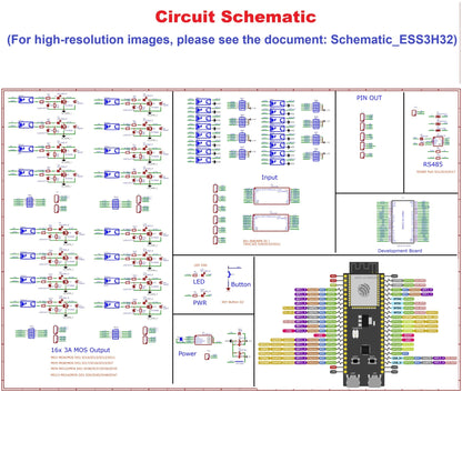 ESS3H32 ESP32-S3 Industrial IO Controller – 16DI/16DO Solid-State Relay Board with WiFi Bluetooth Ethernet RS485 Modbus for MQTT IoT LED Automation