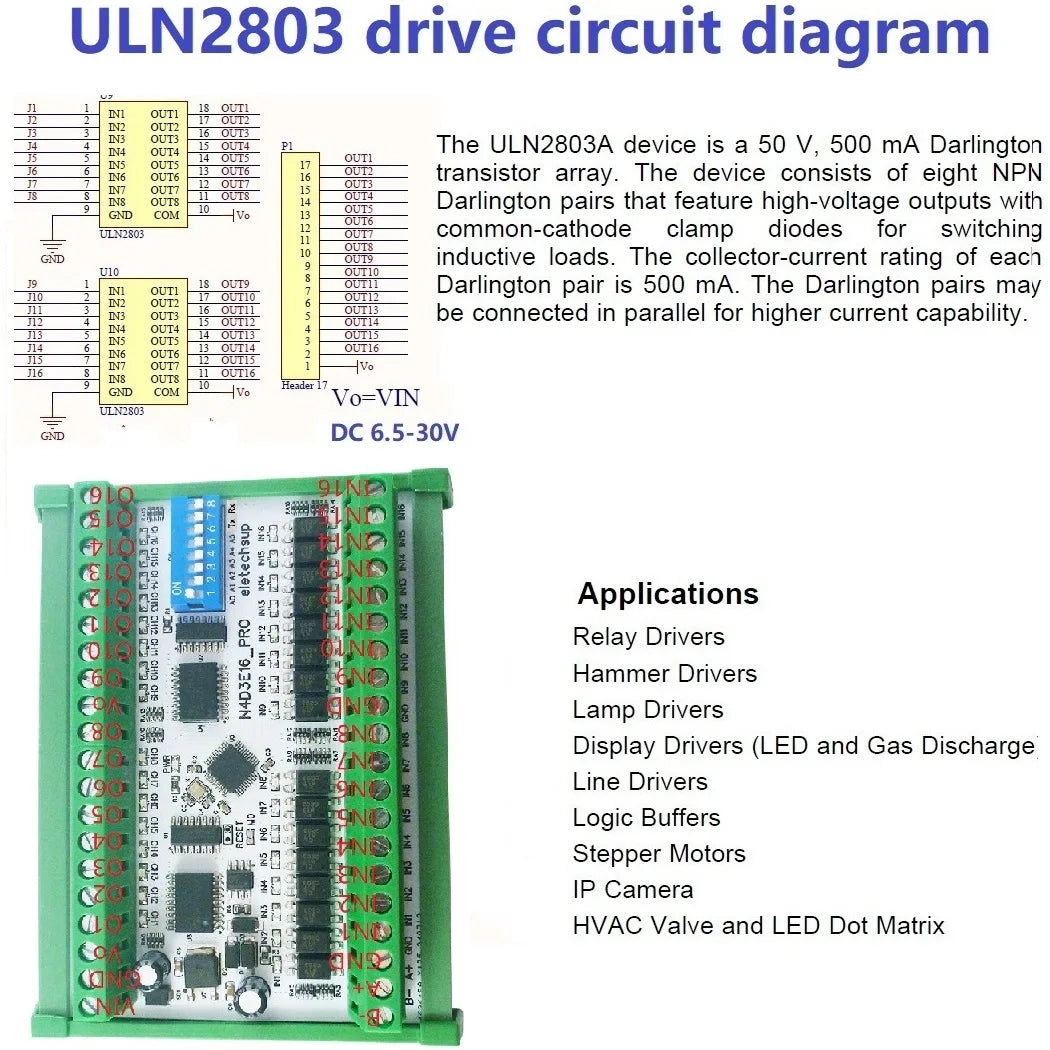N4D3E16_PRO 16CH Bidirectional Digital IO Module – RS485 Modbus RTU Full-Duplex Transparent Transmission DIP Switch Board for PLC Expansion