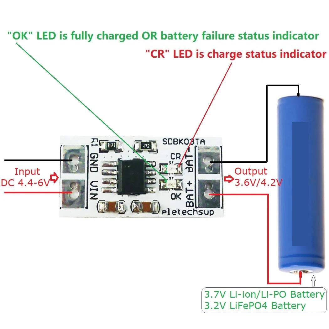 Mini MPPT Solar Charge Controller – 4.2V/3.7V/3.6V/3.2V Selectable Charger Module with 5V 1A Output for Li-Ion / Li-PO / LiFePO4 Battery
