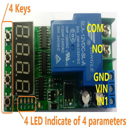 IO23C01 8CH 30A High Power Relay Module – DC24V Multifunction Timer Delay Switch for PLC Motor Pump LED Control & Equipment Test