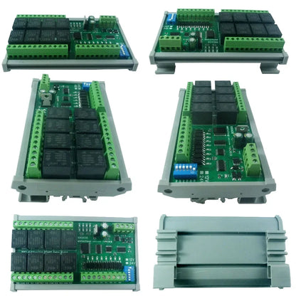 12CH Modbus RTU Relay Module – RS485 10A Digital Output Board with Opto-Isolated Inputs DIN Rail for PLC Industrial Automation