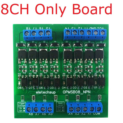 OPMSB08 8CH PWM Signal Amplifier Module – DC 3.3-24V 0-2kHz NPN/PNP Logic Level Shifter 5A High Current IO Booster for LED & Motor Control