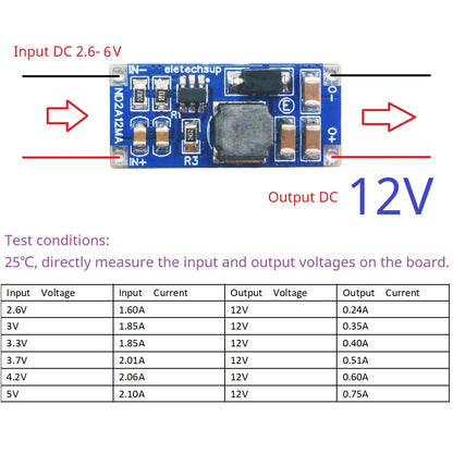 ND2A12MA 8W DC-DC Boost Converter – 2.6-6V to 5V/8.4V/12V Step-Up Module with UVL OTP OVP SCP for LED Li-ion Lipo
