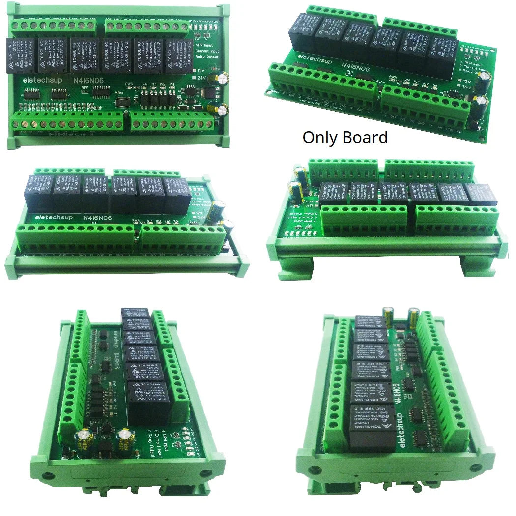 N4I6N06 6-Channel 4-20mA/0-20mA Analog Input Module 4CH NPN Isolated Switch Input 6CH 10A Relay Output DIN Rail PLC Expansion Bo