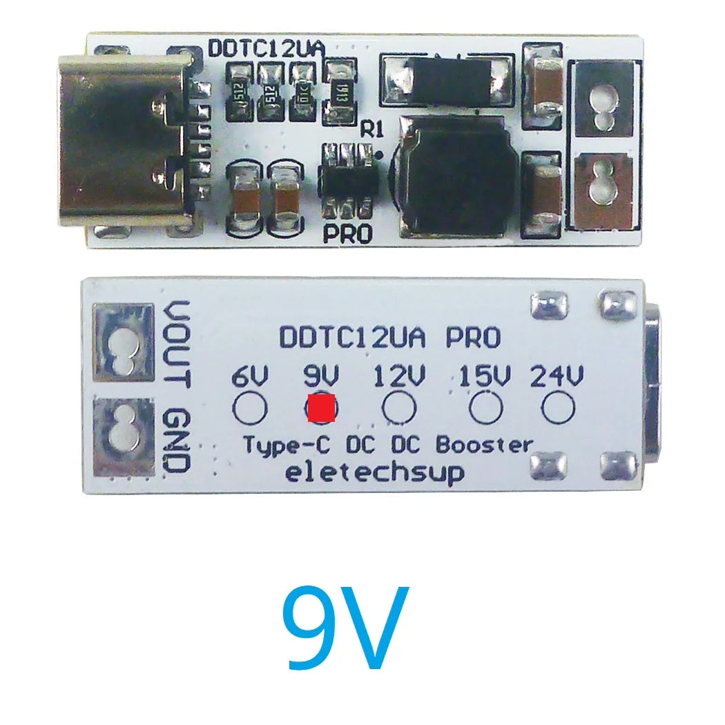 Full Function Type-C PD/QC Boost Converter – USB 5V to 6V/9V/12V/15V/24V 9W DC-DC Step-Up Module for Arduino Smart Home Speaker