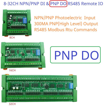 Modbus RS485 Remote IO Module – DMOS PNP Output & NPN/PNP Input Expansion Board 8/16/32 Channels for PLC Industrial Automation 25IOA08 25IOB16 25IOC32