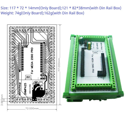 DNMPA25 DIN Rail Mount Terminal Block Adapter – DC 12V/24V Expansion Board for Arduino MEGA2560 Pro Smart Home DIY