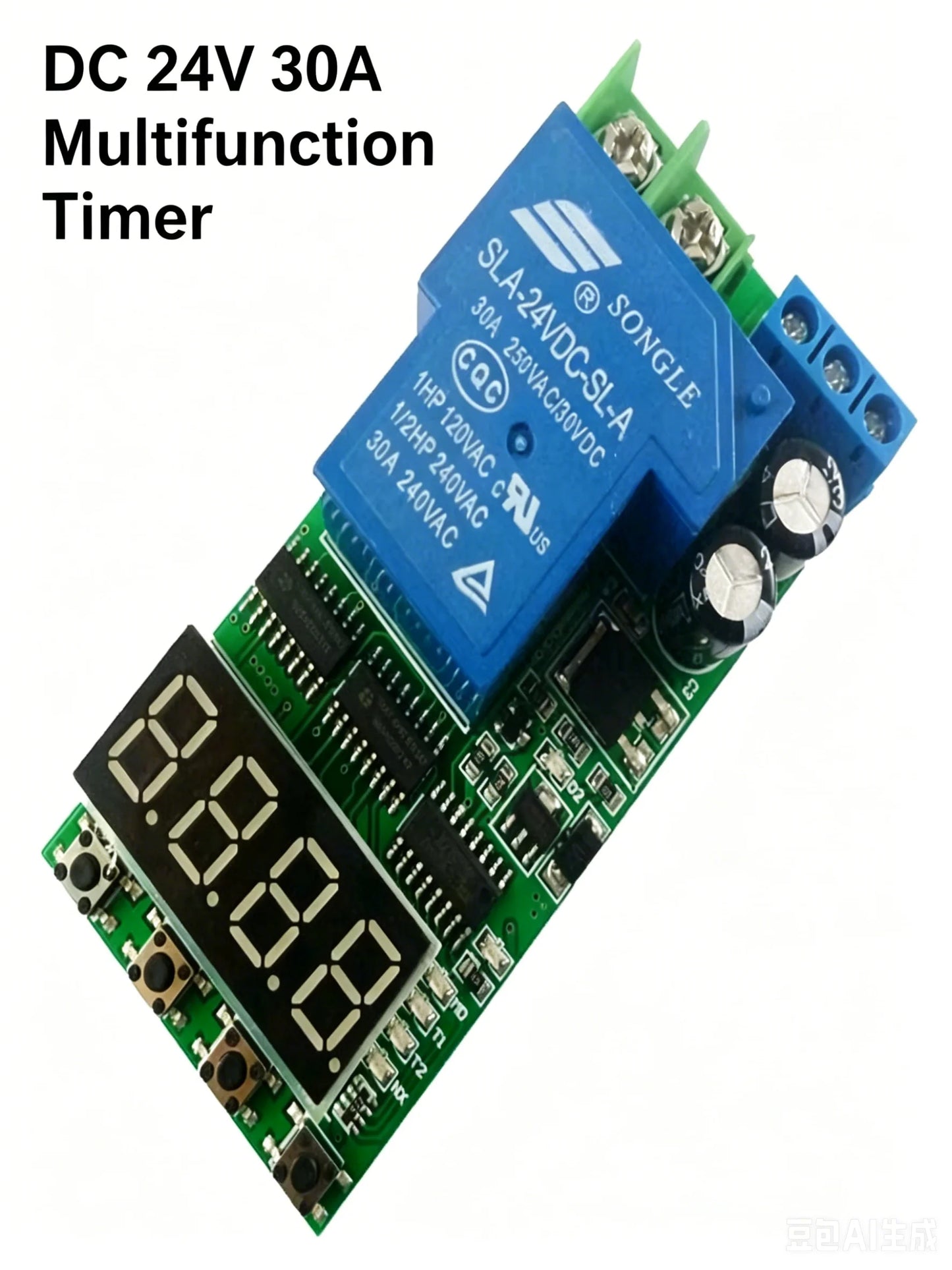 IO23C01 8CH 30A High Power Relay Module – DC24V Multifunction Timer Delay Switch for PLC Motor Pump LED Control & Equipment Test