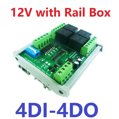 12CH Modbus RTU Relay Module – RS485 10A Digital Output Board with Opto-Isolated Inputs DIN Rail for PLC Industrial Automation