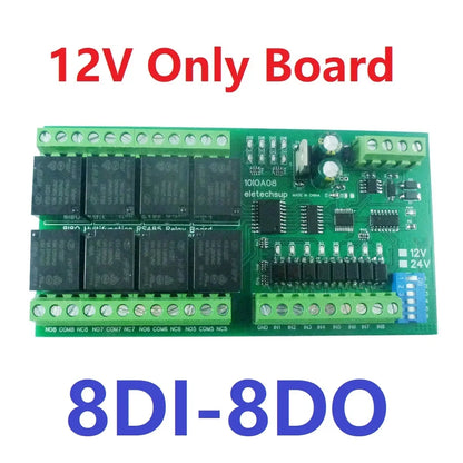 12CH Modbus RTU Relay Module – RS485 10A Digital Output Board with Opto-Isolated Inputs DIN Rail for PLC Industrial Automation