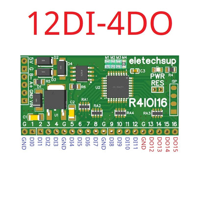 Modbus RTU Digital I/O RS485 Board – 16DI/16DO/8DI-8DO/4DI-12DO/12DI-4DO Selectable for Arduino ESP32 ESP8266 PLC Smart Home