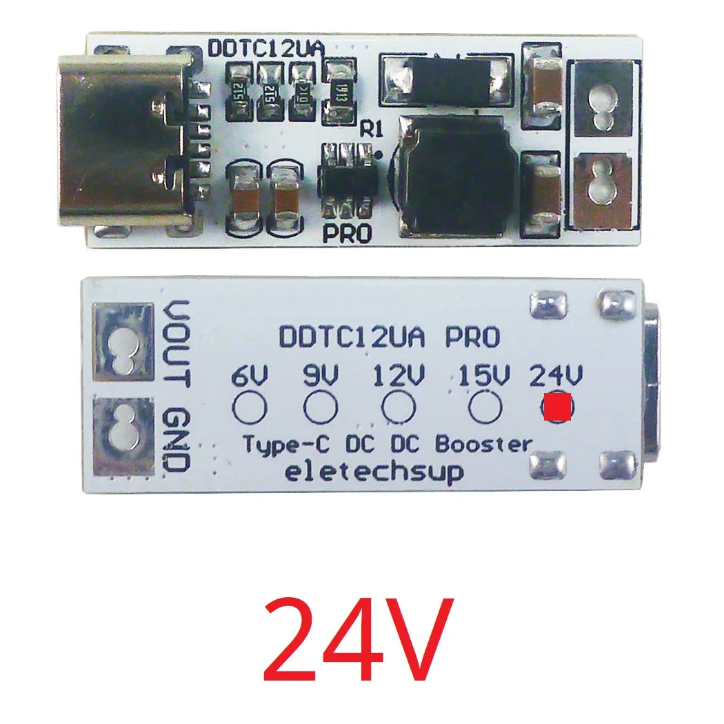 Full Function Type-C PD/QC Boost Converter – USB 5V to 6V/9V/12V/15V/24V 9W DC-DC Step-Up Module for Arduino Smart Home Speaker