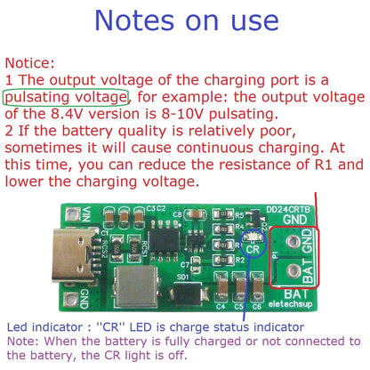 DD24CRTB 2-6S Type-C Boost Charger Module – 5V to 8.4V/12.6V/16.8V/21V/25.2V for 7.4V-22.2V Li-ion LiPo 18650 Battery Pack