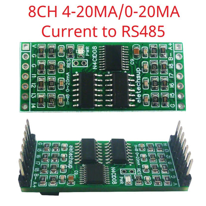 N4CID08/N4CIE16/N4CIF24 8-24CH 4-20mA/0-30V to RS485 Converter – 2.54mm Pin Modbus RTU Analog Input ADC Collector Board for PLC SCADA DCS