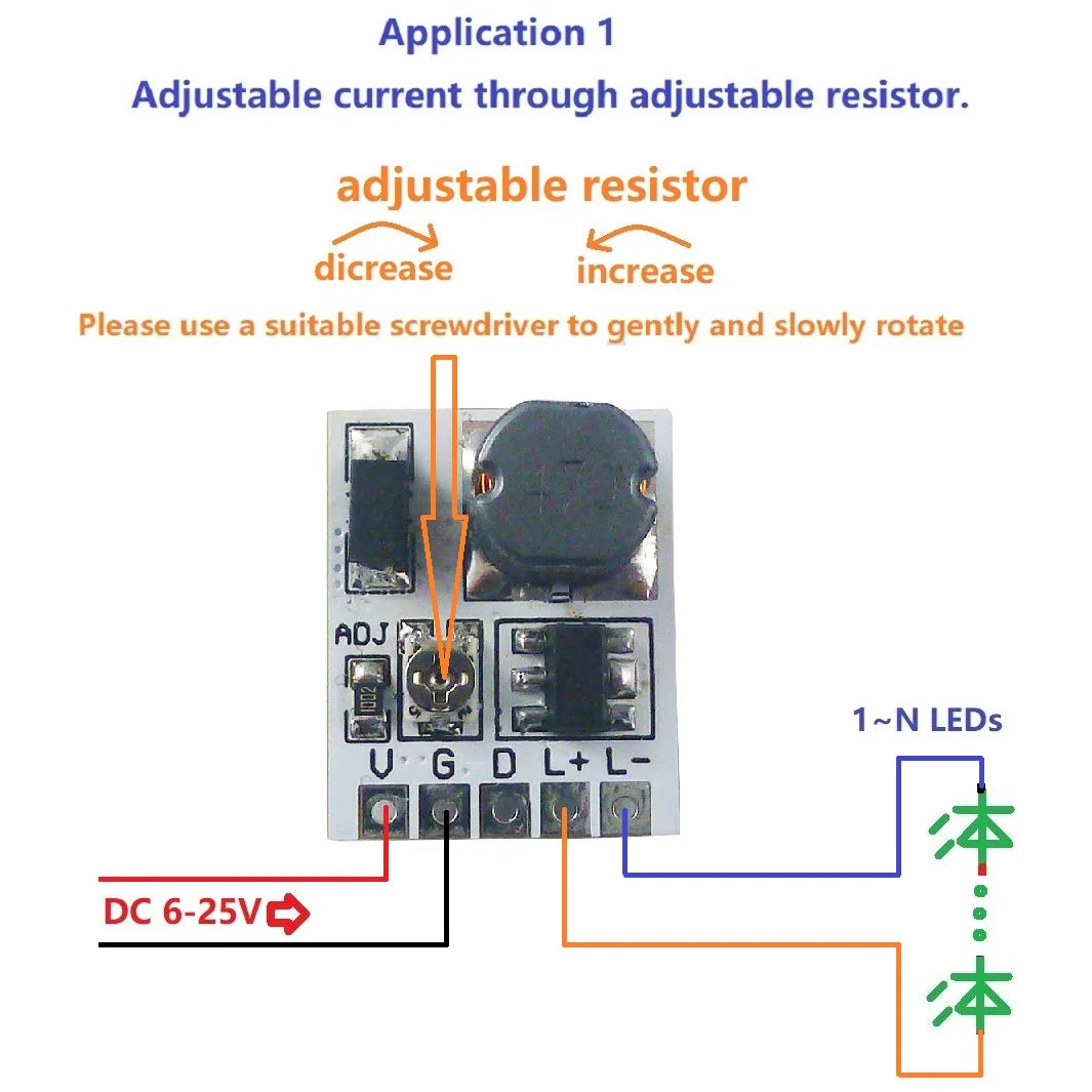 DC 12V-24V Constant Current PWM LED Dimmer Driver – 0-910mA Adjustable Output Module LD24AJTA_MINI for Arduino ESP32 Lighting Control
