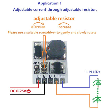DC 12V-24V Constant Current PWM LED Dimmer Driver – 0-910mA Adjustable Output Module LD24AJTA_MINI for Arduino ESP32 Lighting Control