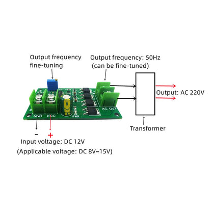 IV1212TA 12V to 220V Inverter Kit – 12W 50Hz Square Wave Signal Generator Module for DIY Electronic Projects & Power Conversion