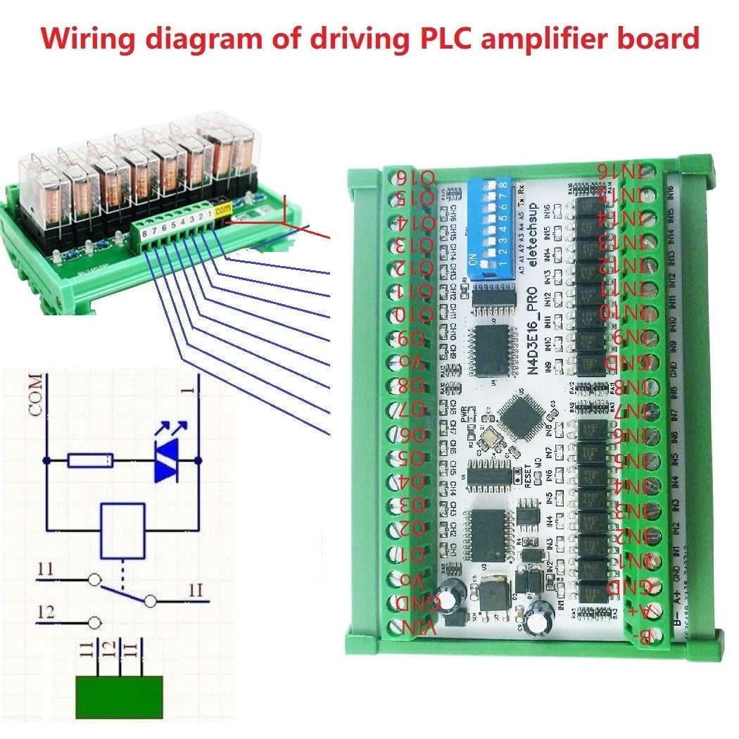 N4D3E16_PRO 16CH Bidirectional Digital IO Module – RS485 Modbus RTU Full-Duplex Transparent Transmission DIP Switch Board for PLC Expansion