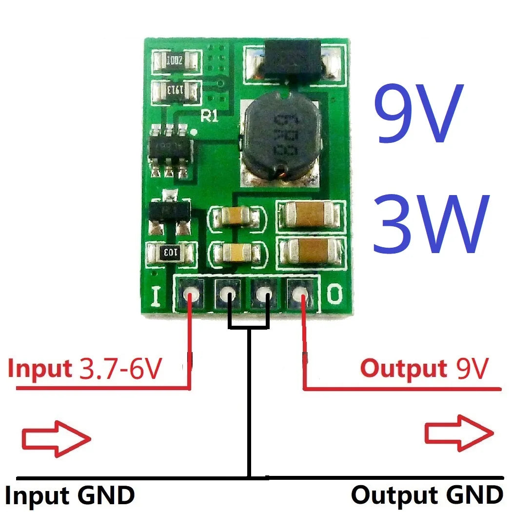 DDEN12MB 3.7V to 5V/6V/9V/12V DC-DC Boost Converter – Step-Up Voltage Regulator Module for 18650 Li-ion Li-Po Battery Portable Power DIY