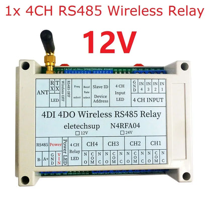 Master-Slave 433MHz Wireless RS485 Relay Board – RF Transceiver Module for Pump LED PTZ PLC Control DC 12-24V Home Automation RT5BF01 N4RFA04