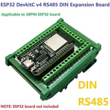 ES38485 ESP32 DevKitC V4 RS485 DIN Rail Expansion Board – 38PIN 2.4G WiFi BLE IoT Remote IO with 7-30V Power Input & 5V 3.3V Output